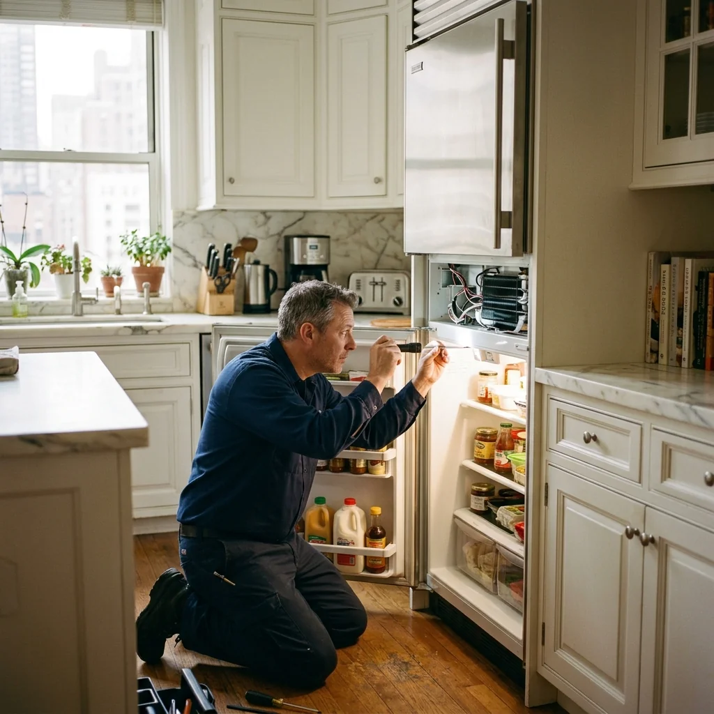Sub Zero refrigerator in a luxury Manhattan kitchen